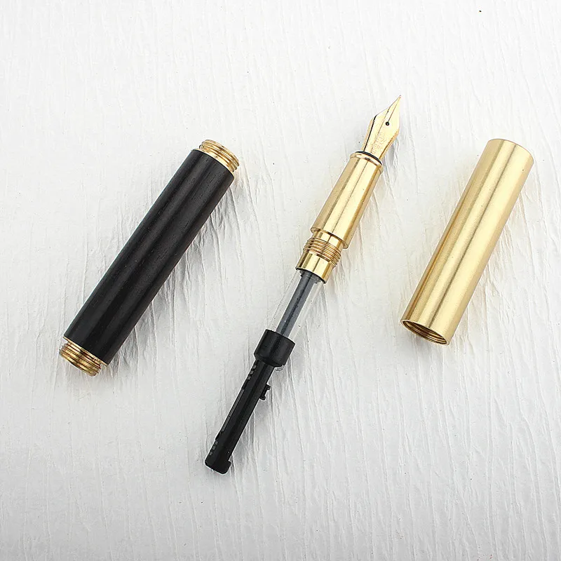 Luxury Mini Short Style Wood Fountain Pen 0.5mm Fine Nib Calligraphy Pens Writing Metal Wooden Stationery Office School Supplies