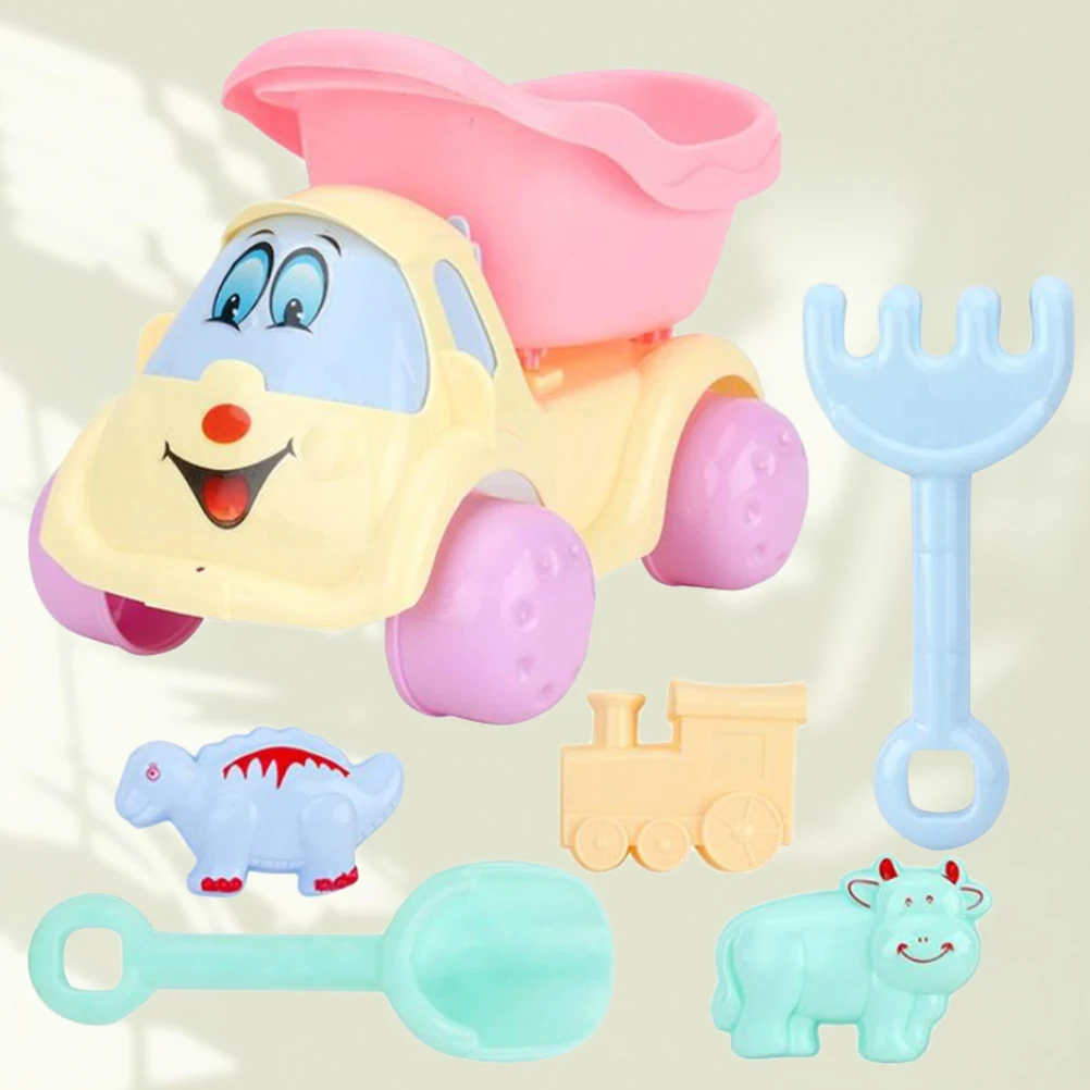

6pcs Kids Beach Set Play Tools Shovel Dump Truck Creative Sand Tools Lightweight Safe Small Size Easy Grip Promotes