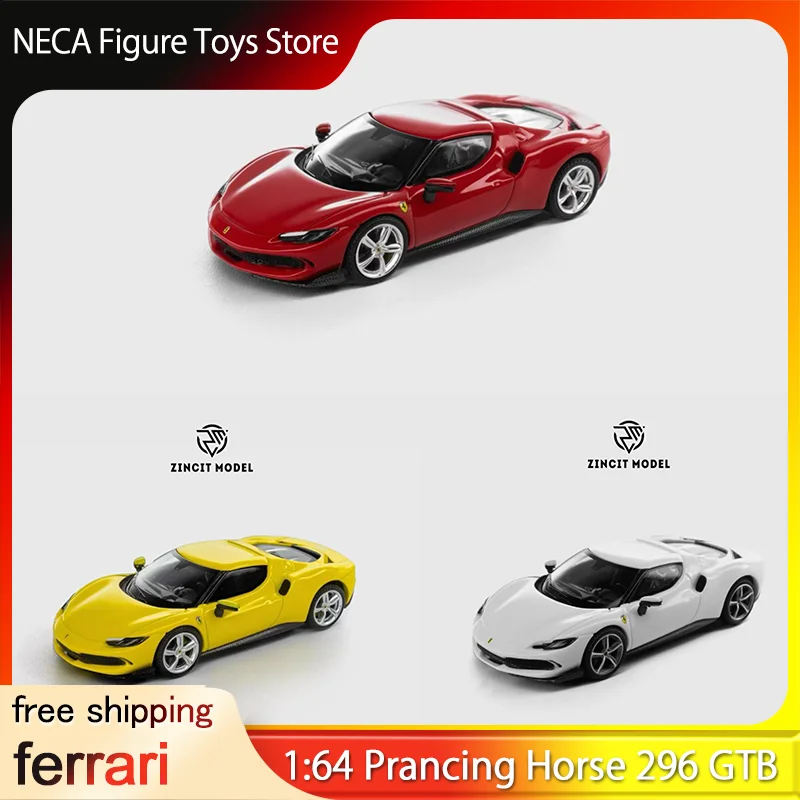 

Zincit Alloy Diecast Car Model 1:64 Scale Ferrari 296 Gtb Static Collectible Desktop Display For Collection Enthusiasts Toy Cars