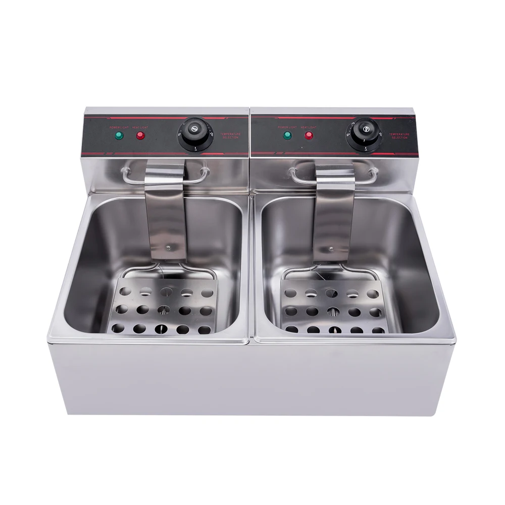 Restaurant Equipment 6L Thickening Double-tank Electric Deep Fryer Fries Chicken