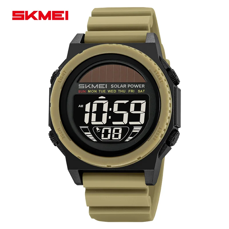 SKMEI Sports Electronic Woman Watches Fashion Casual 5Bar Waterproof Chrono Solar Energy Digital Wristwatch Clock For Men