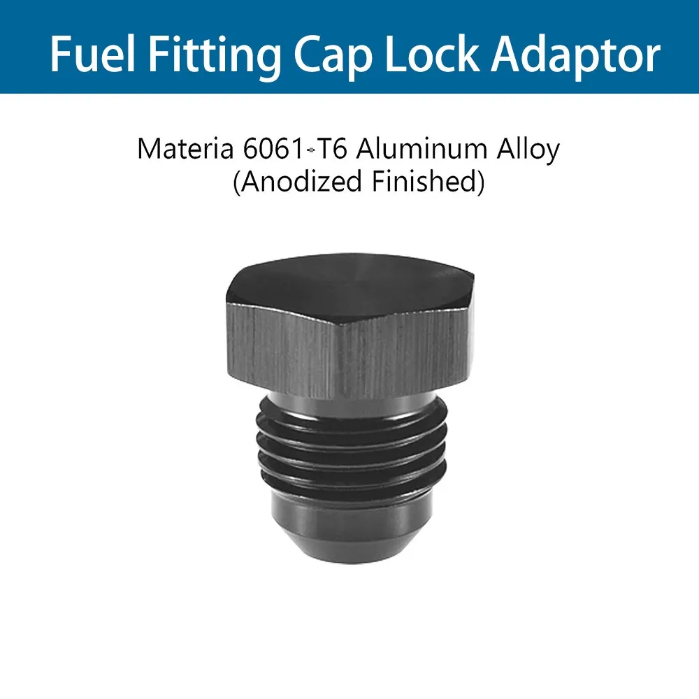 AN4 AN6 AN8 AN10 AN12 Aluminum Male Flare Thread Hexagon Head Blanking Plugs Fitting Hex Cap Lock Hose Fitting Adapters Anodized