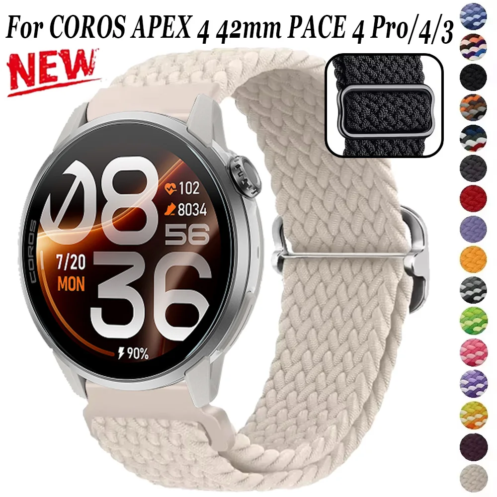 20mm 22mm Nylon Strap For COROS APEX 4 42mm PACE 4 Pro/4/3/2 CMF Watch 3/2/1 Pro Suunto Race 2 Vertical 2 Sports Braid Loop Belt