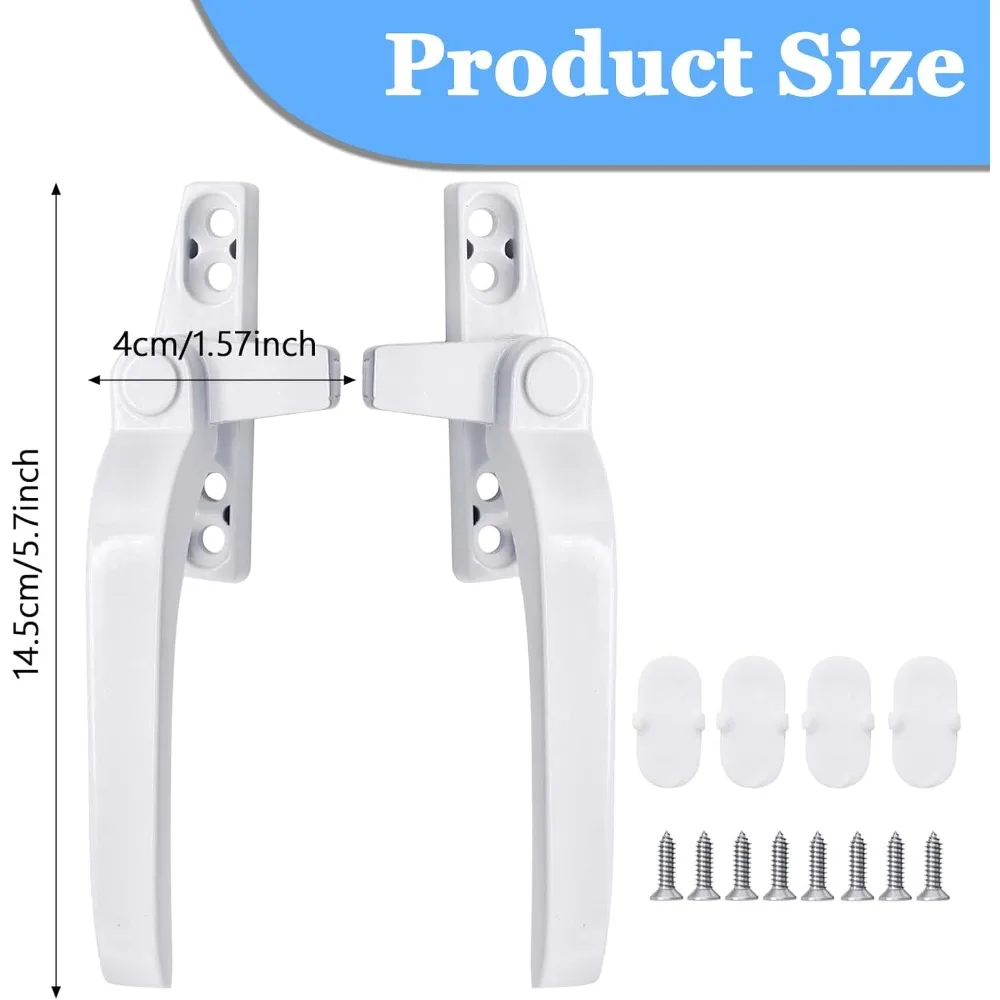 2 Window Handles, Window Handle Replacement Kit, Right-hand/left-hand, Suitable for Windows and Sliding Doors (white)