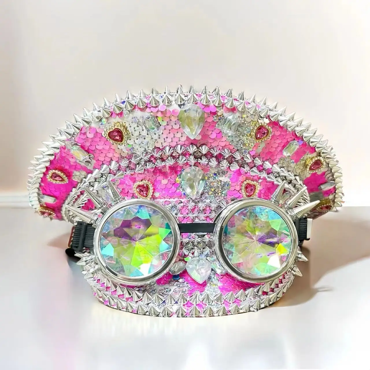 Steampunk Festival Captain Hat Rhinestone Goggles Unisex Adult Sequin Anime Accessories Music Festival Cosplay Cap