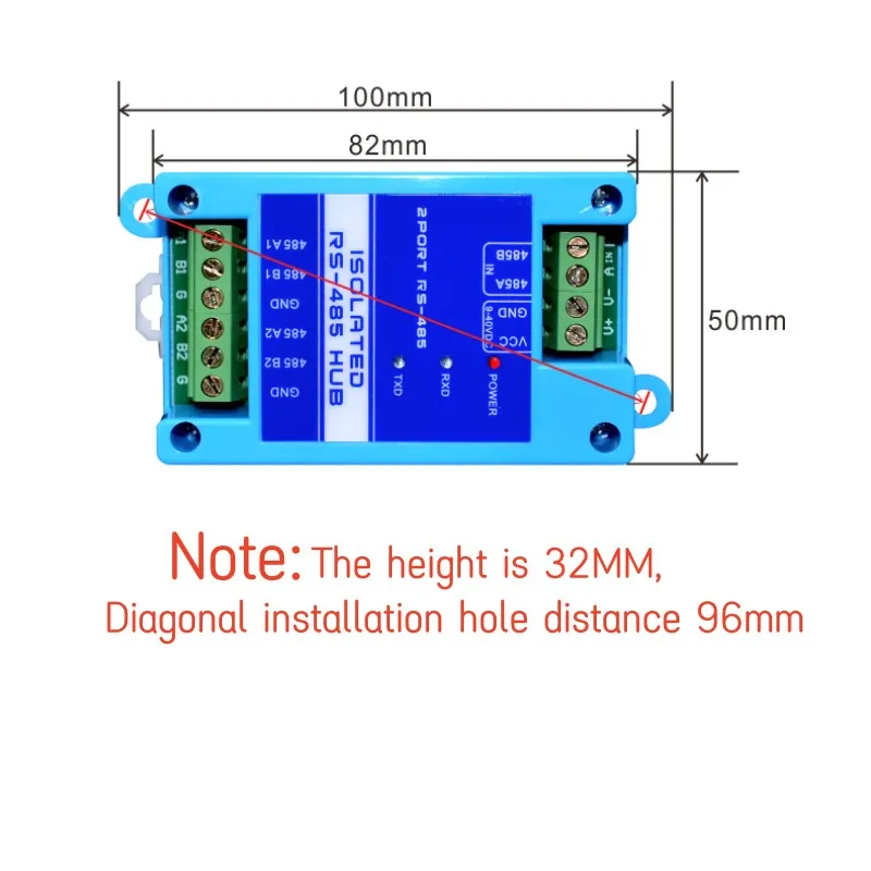 485 repeater photoelectric isolation industrial grade RS485 hub 2-port signal amplifier anti-interference lightning protection