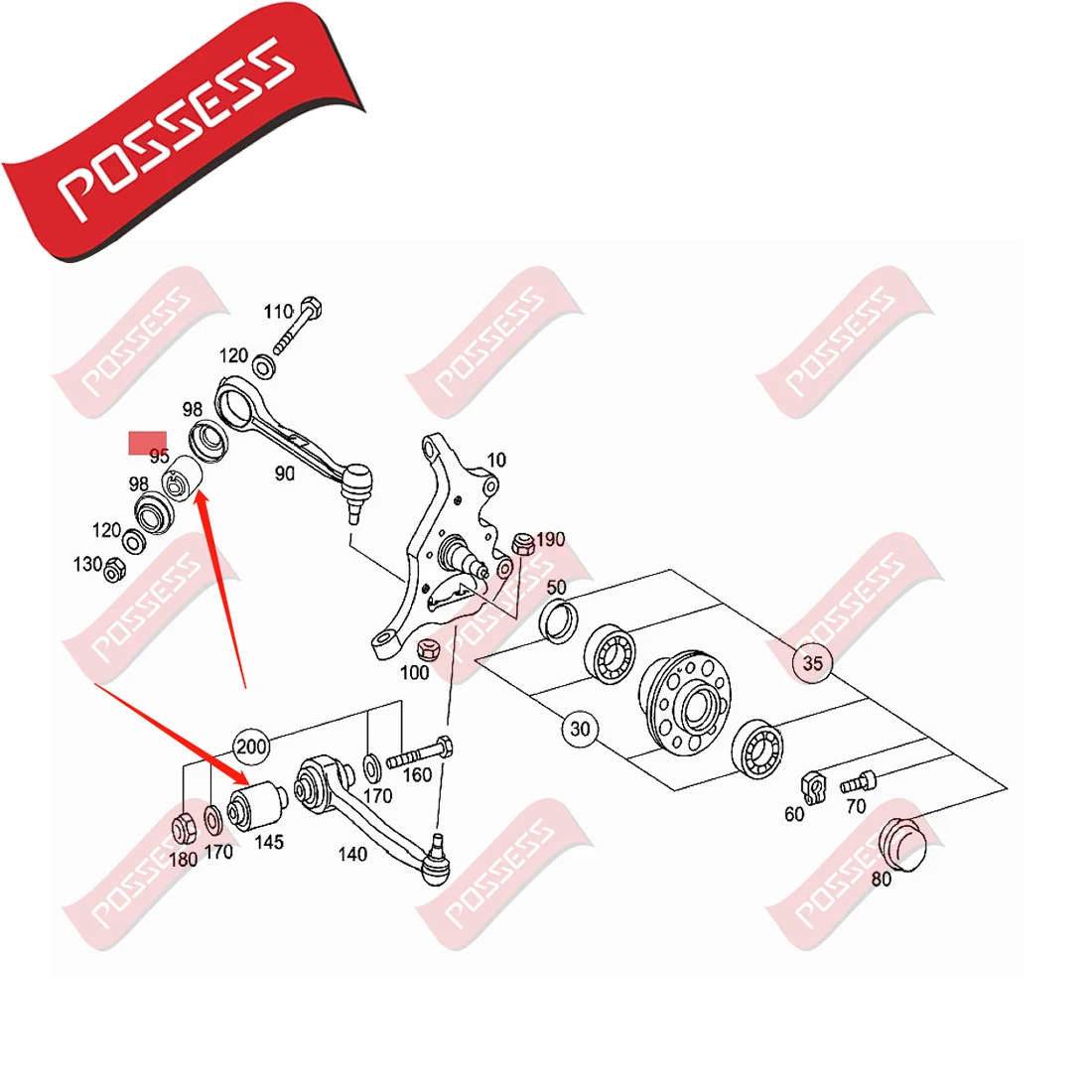 4 Pieces Front Lower Suspension Control Arm Bushing Kits For Mercedes Benz C-Class W203 CL203 S203 CLK C209 A209 SLK R171 2WD