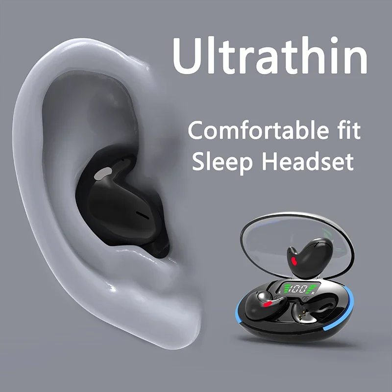Auricolari invisibili per il sonno Premere chiave Cuffie Auricolari Bluetooth wireless Cuffie con riduzione del rumore Auricolari per giochi musicali HiFi