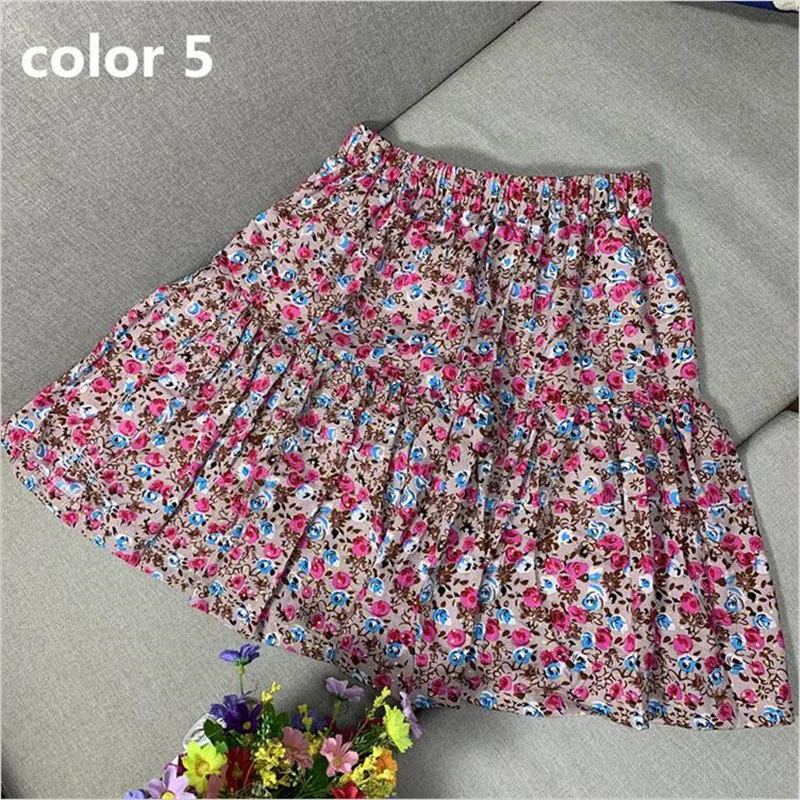 Casual Floral Print Ruffle Skirt Summer 2026 Cotton Mini Beach Skirt Women A-line High Waist Pleated Short skirt vintage clothes