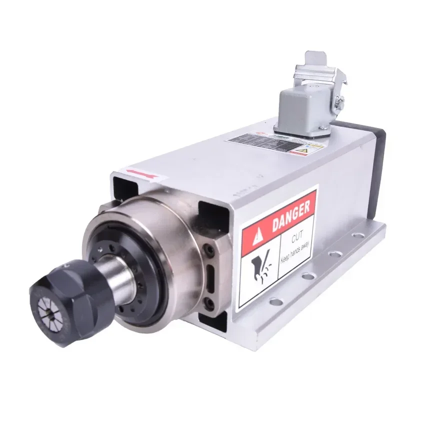 2.2kw ER20 Square Air Cooled Spindle Motor for CNC Router Engraving Milling Grinding Machine 220V 0.01mm Runout 4 Ceramic