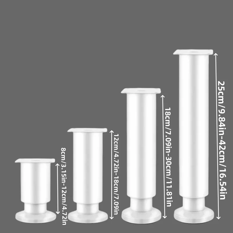 4 Stück weiße Teleskop-Möbelbeine, höhenverstellbare Tischbeine für Sofas, Bettgestelle, Tische und Möbelstützbeine,