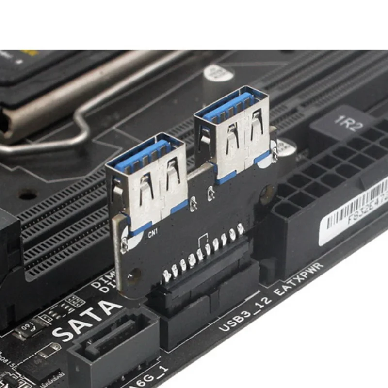 For Desktop Computer Accessories USB3.0 19PIN / 20PIN Connector to 2 Ports USB 3.0 Dual Layer Type A Female Adapter