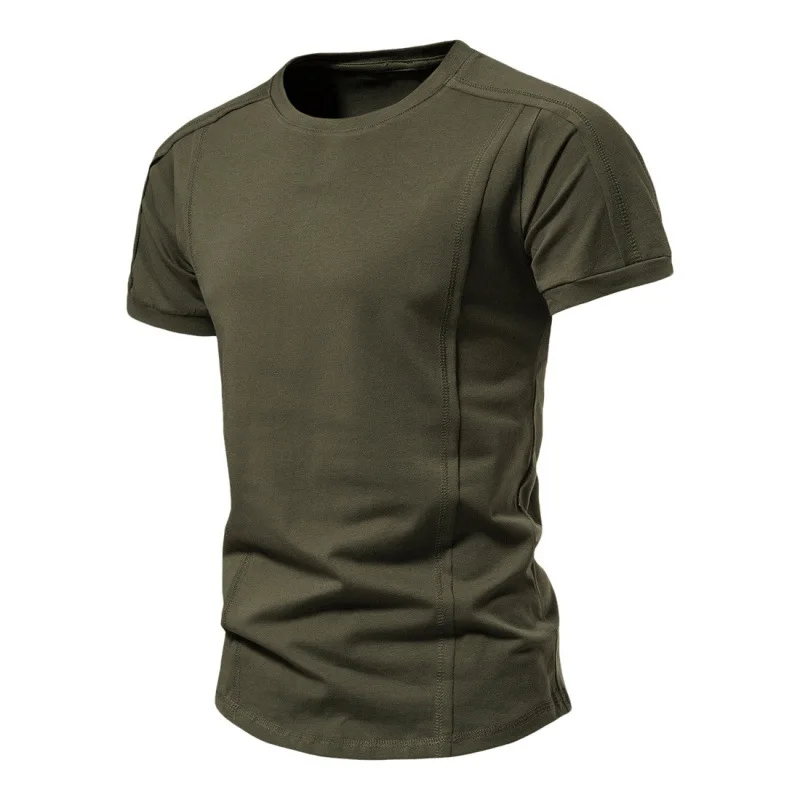 

Summer Men's Solid Color Short Sleeved T-shirt for Foreign Trade, Slim Fit Sports Bottom Shirt, Men's Round Neck Casual T-shirt