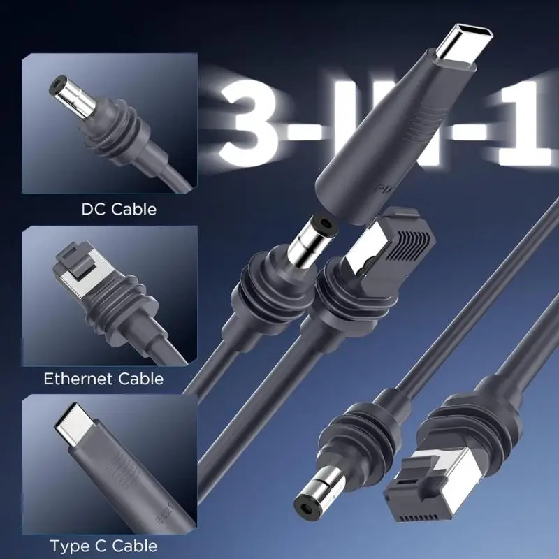 Double Function Ethernet Connection Cable And Power Supply 16Ft Length Heavy Duty For Marine Use 896C