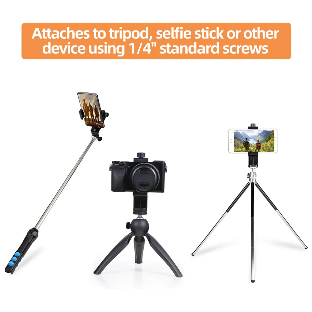 For iPhone 360° Tripod Phone Mount 1/4"Screw Mobile Phone Clip Tripod Mount Adapter Adjustable For Samsung iPhone Huawei Realme image 6