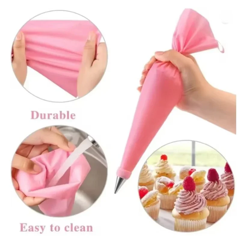 

Silicone Piping Tip Set Cake Frosting Tips Stainless Steel Nozzles Spatula DIY Baking Tools Accessory