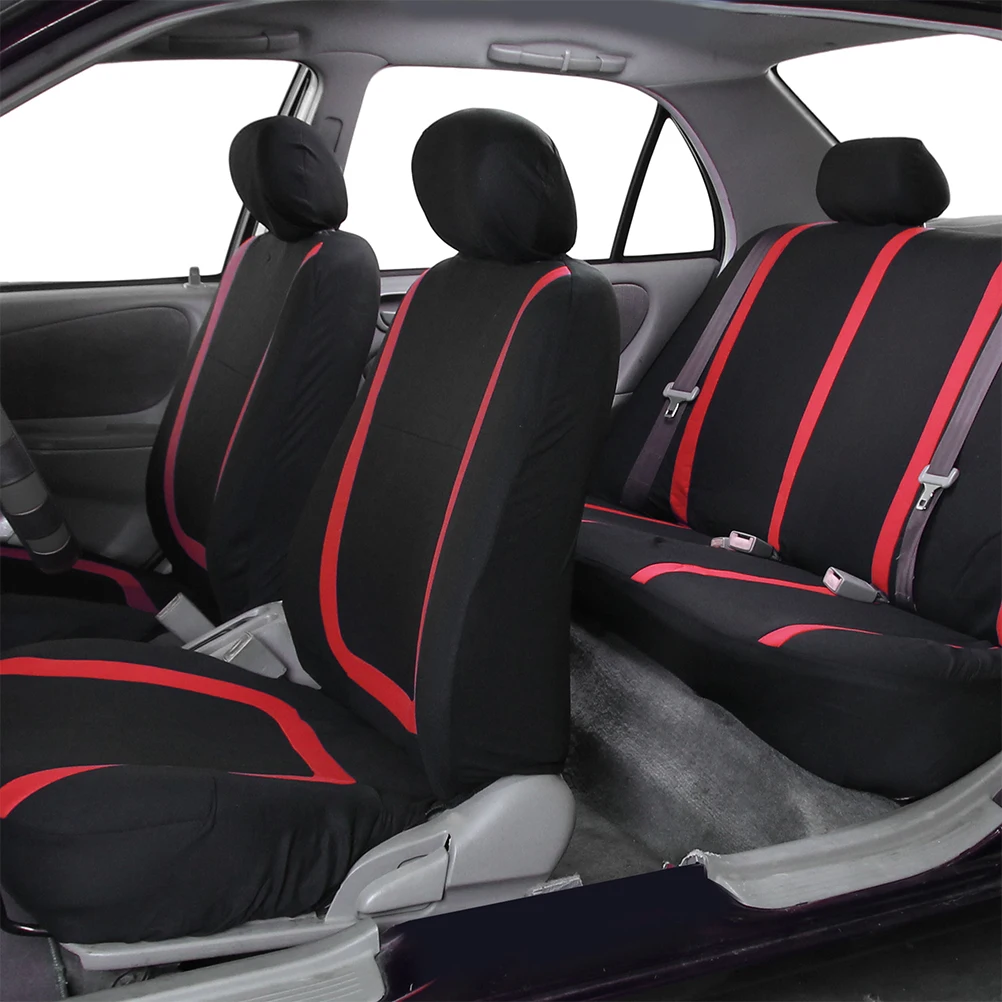 Universelle Streifen-Stil Autositzbezüge aus Polyester-Stoff und Leder Autositz-Schutzbezüge – Detail 12