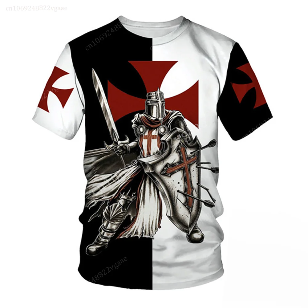 Knights Templar T Shirt Cosplay Uniforms Vintage Clothes Short Sleeve Tee Shirt Men Kids Game