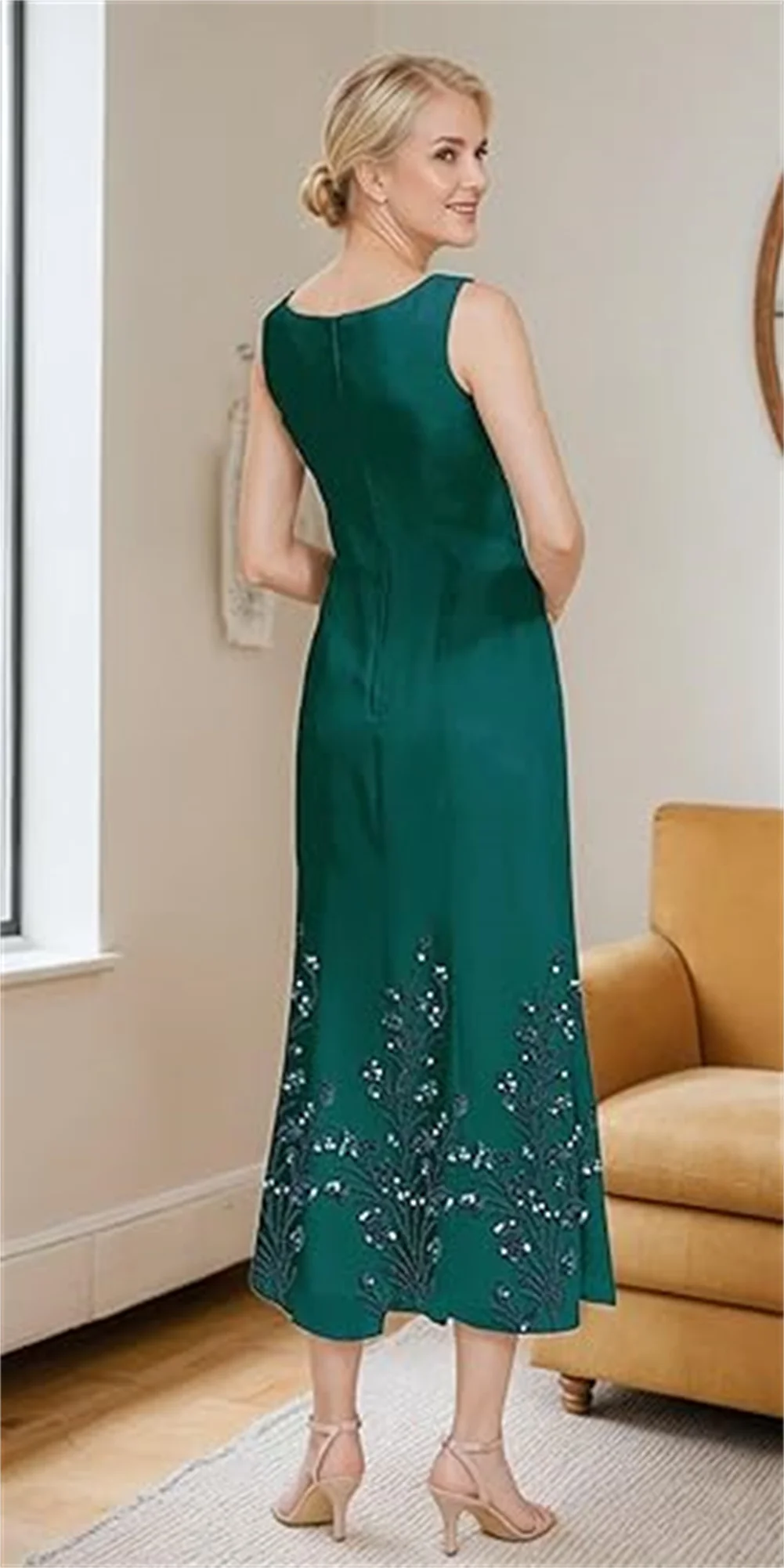 Vestidos personalizados para madre de la novia, 2 piezas, longitud del té, mangas largas, encajes de gasa, apliques, vestidos de noche formales con chaqueta