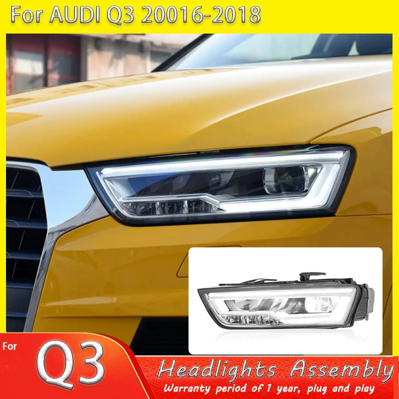 

2PCS Automobile Headlight For Audi Q3 2016-2018 LED DRL Bifocal Modification Assembly Front Lamp Projector Lens Car Accessories