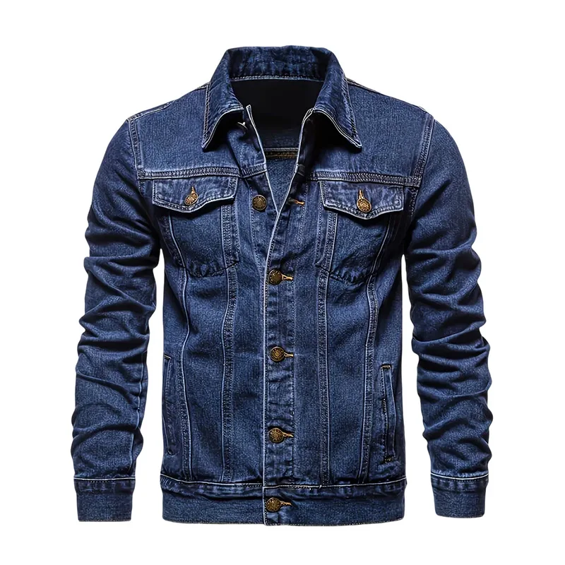 American New Men's Slim-fit Denim Jacket Korean Version Large-size Fashion Casual Cardigan Jacket Men's Clothing