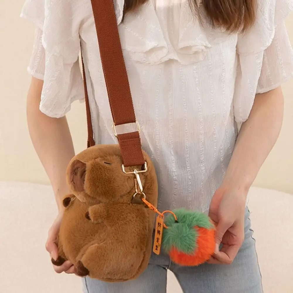 

Plush Capybara Capybara Plush Backpack Big Capacity Large Capacity Capybara Crossbody Bag Stuffed Cotton Capybara Plush Bag