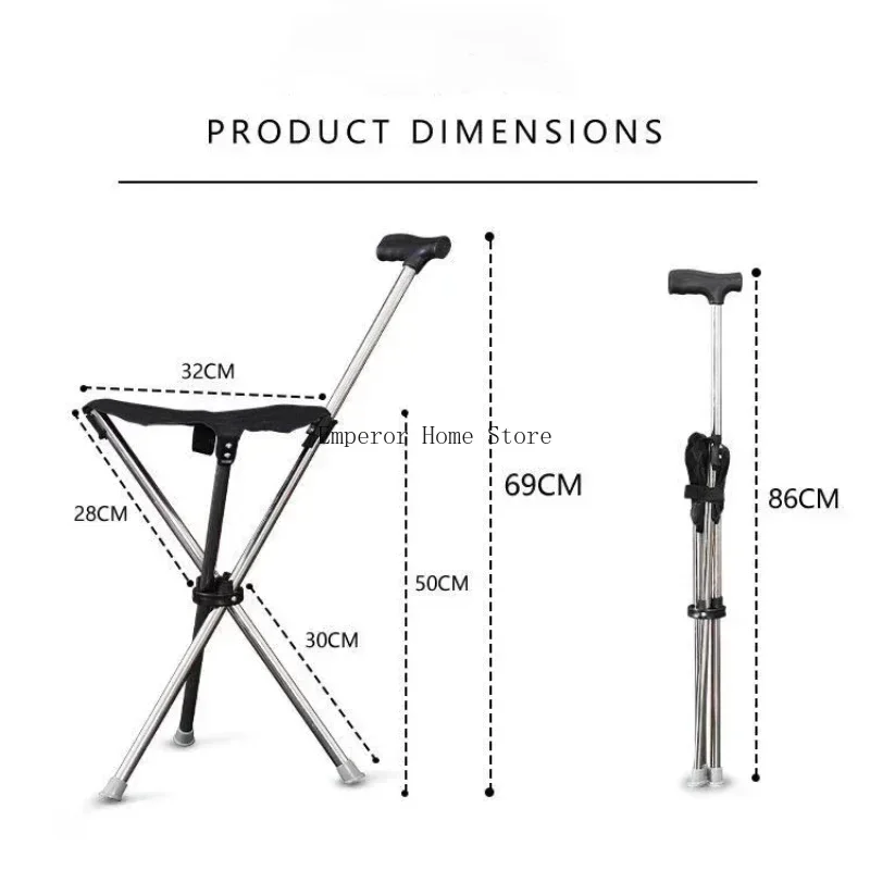 Portable Outdoor Foldable Cane Chair Elderly Walking Cane Stool Lightweight Mountain Climbing Beach Chairs Relaxing Playa