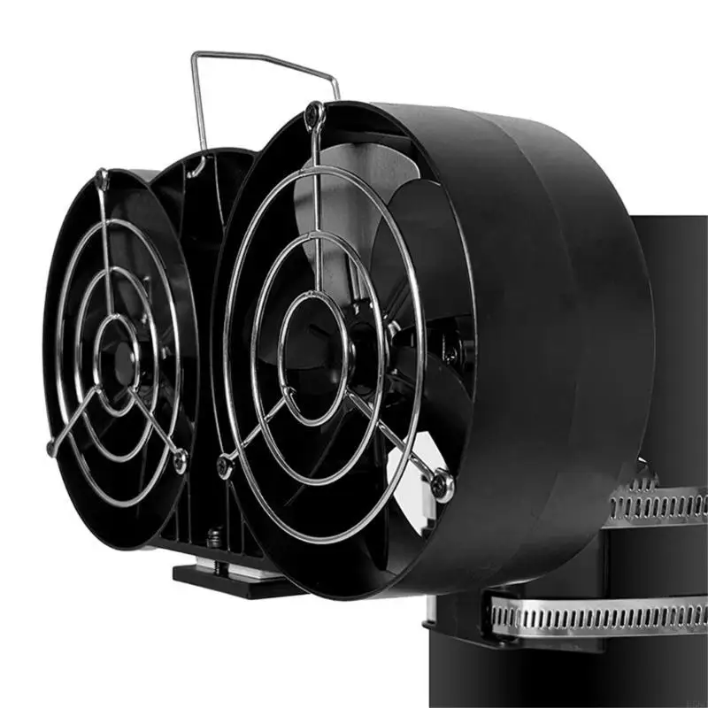 Ventilateur poêle à chaleur H58C, ventilateur cheminée à Double tête avec couvercle Distribution efficace