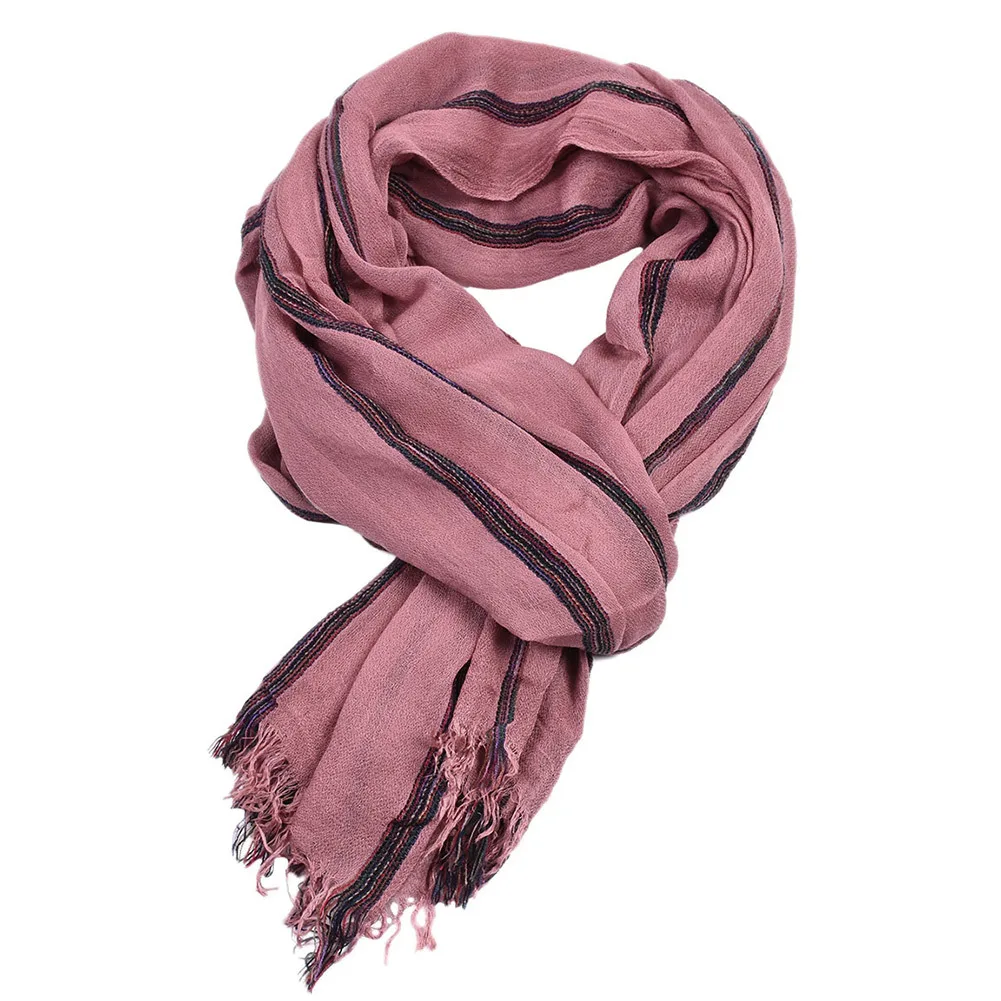 Sciarpa da uomo a righe in lino di cotone autunno inverno sciarpe da uomo Warm Pashmina Neackerchief scialle moda maschile di marca Bufandas