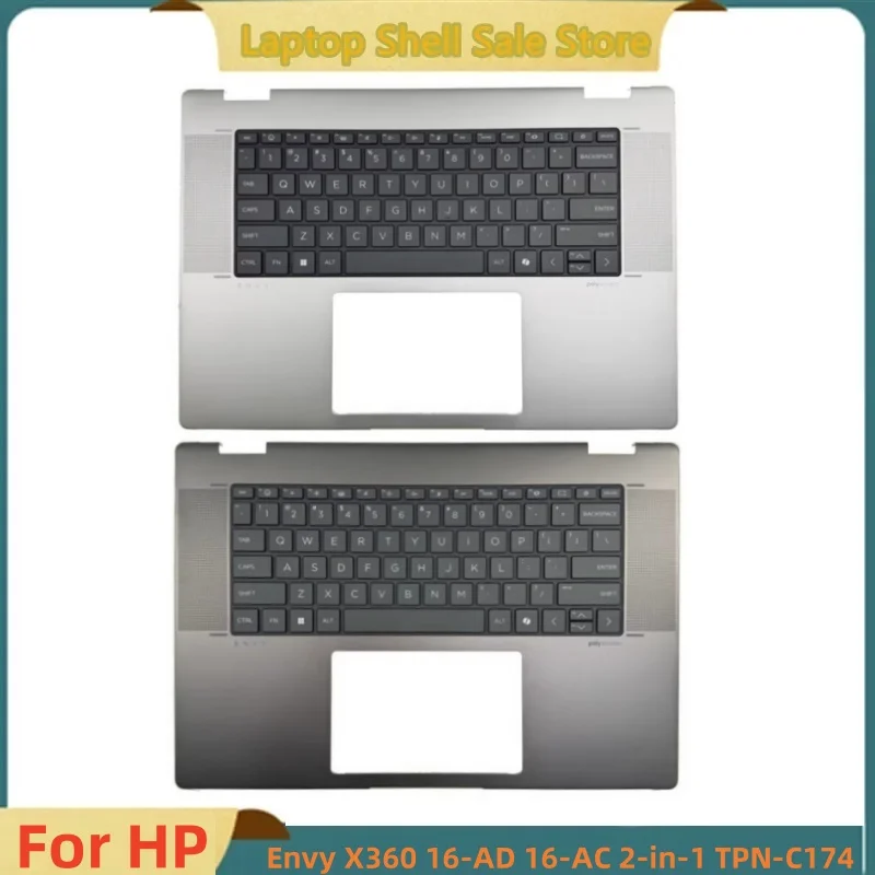 New for HP Envy X360 16-AC 16-AD TPN-C174 Upper Case Palmrest Cover C Shell backlit keyboard AI key