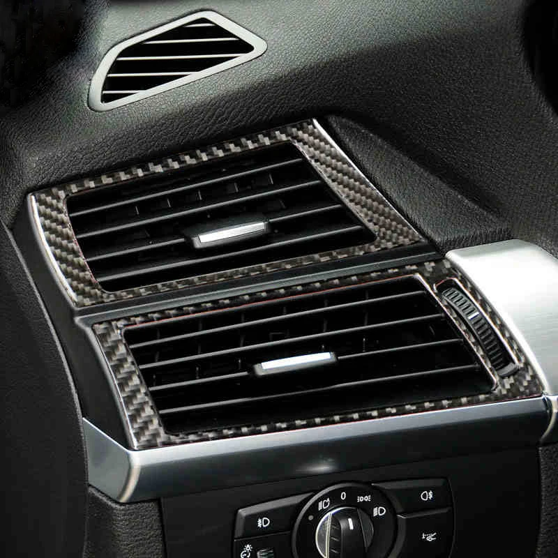 Carbon Fiber For BMW E70 E71 X5 X6 Interior Gearshift Air Conditioning AC CD Panel Reading Light Cover Trim Sticker Accessories