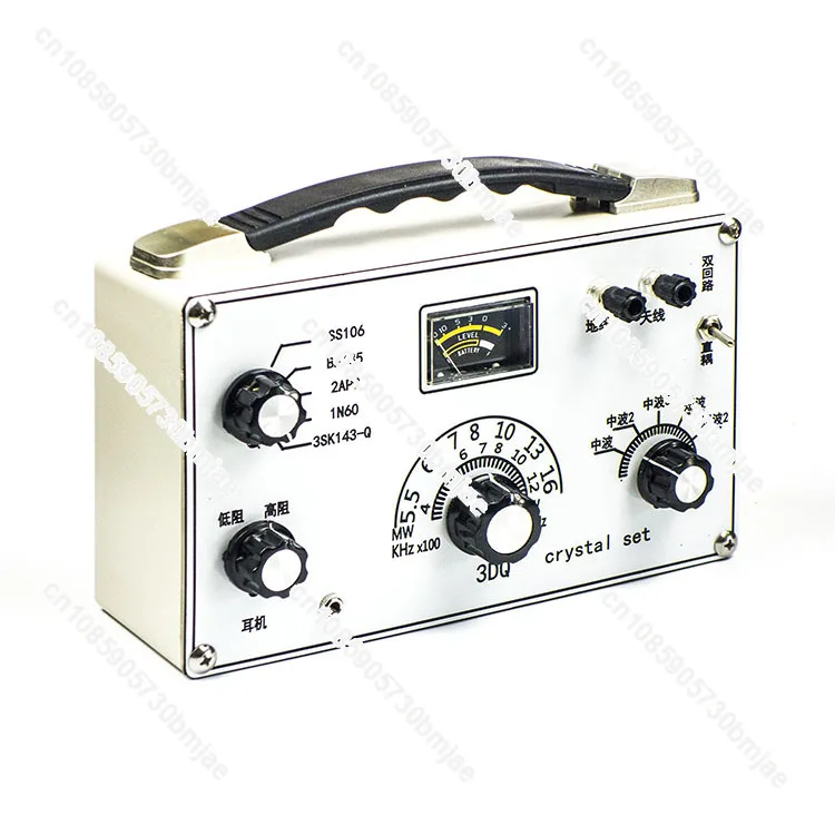 Medium and short wave Crystal radio five segment adjustable, white panel, 3DQ diode adjustable