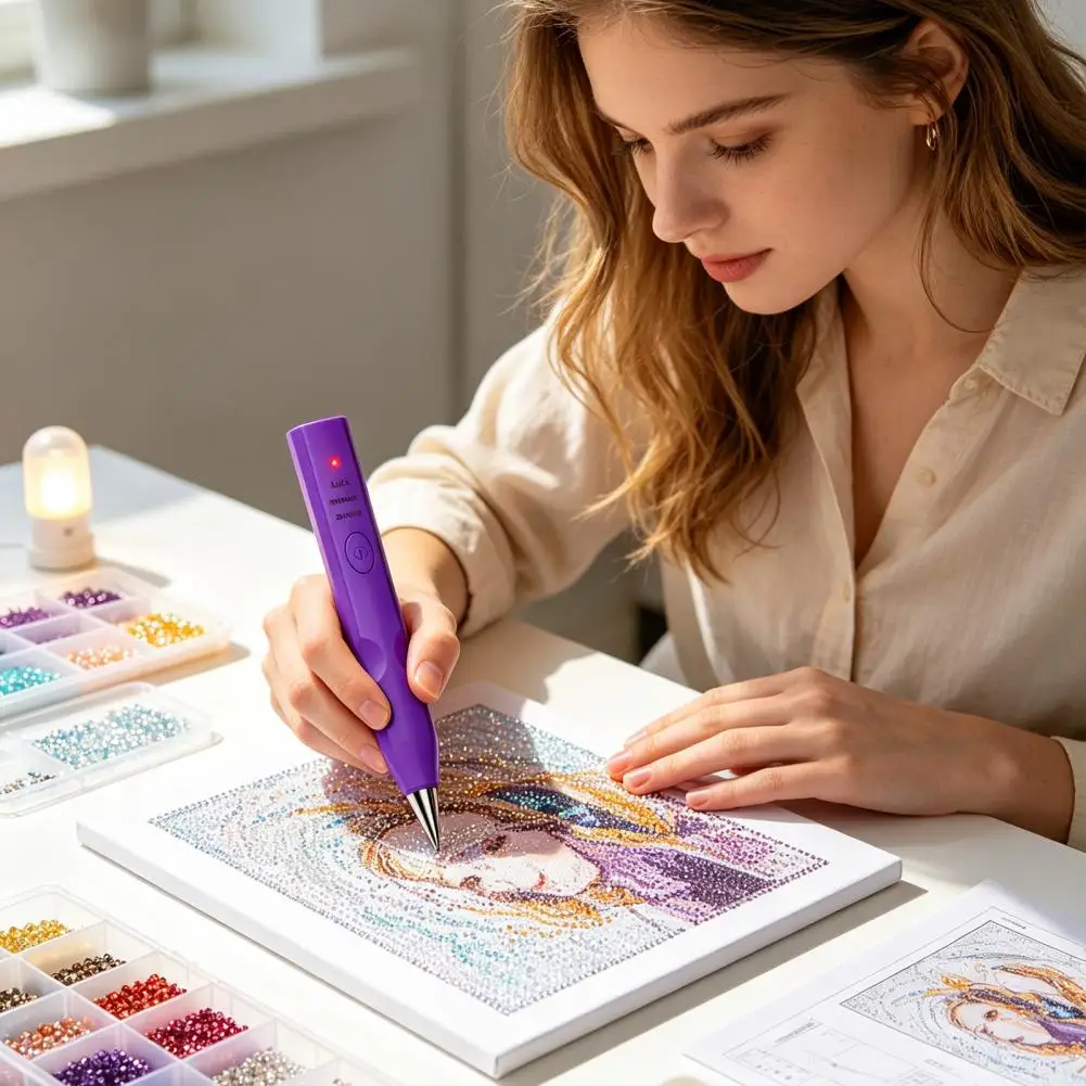 Rechargeable Faux Diamond Art Tool Electric Faux Diamond Art Pen Electric Diamond Art Pen with 3 Suction Modes for Diy