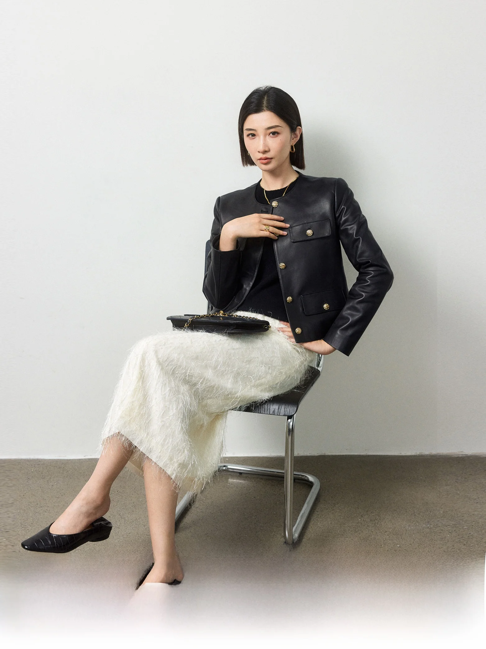 

Classic ort Lamb Leather Jaet Light Coating 3D Relief Pumpkin Valley Women's Faion Commute Sle Winter Outerwear