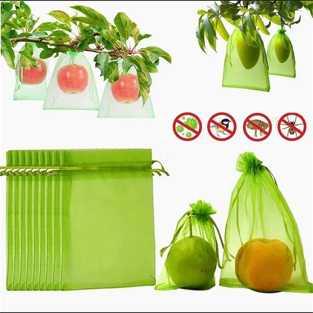 

100pcs Reusable Grape Protection Bags With Drawstring Garden Fruit Mesh Bag Netting Bags Cover For Fruit Vegetables