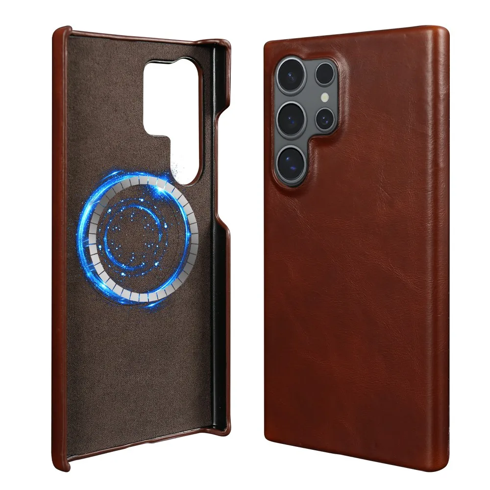 For Samsung Galaxy S24 Ultra Case Magsafe Magnetic Leather Phone Case For Samsung S23FE S20 S22 S21Plus Wireless Charging Cover
