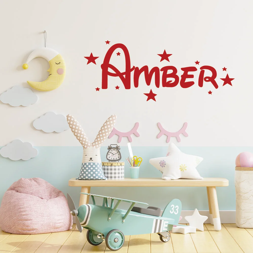 1pc Cute Personalize Custom Name Stars Nursery Wall Stickers Vinyl Art Decals0 Removable Decor Wall Decals