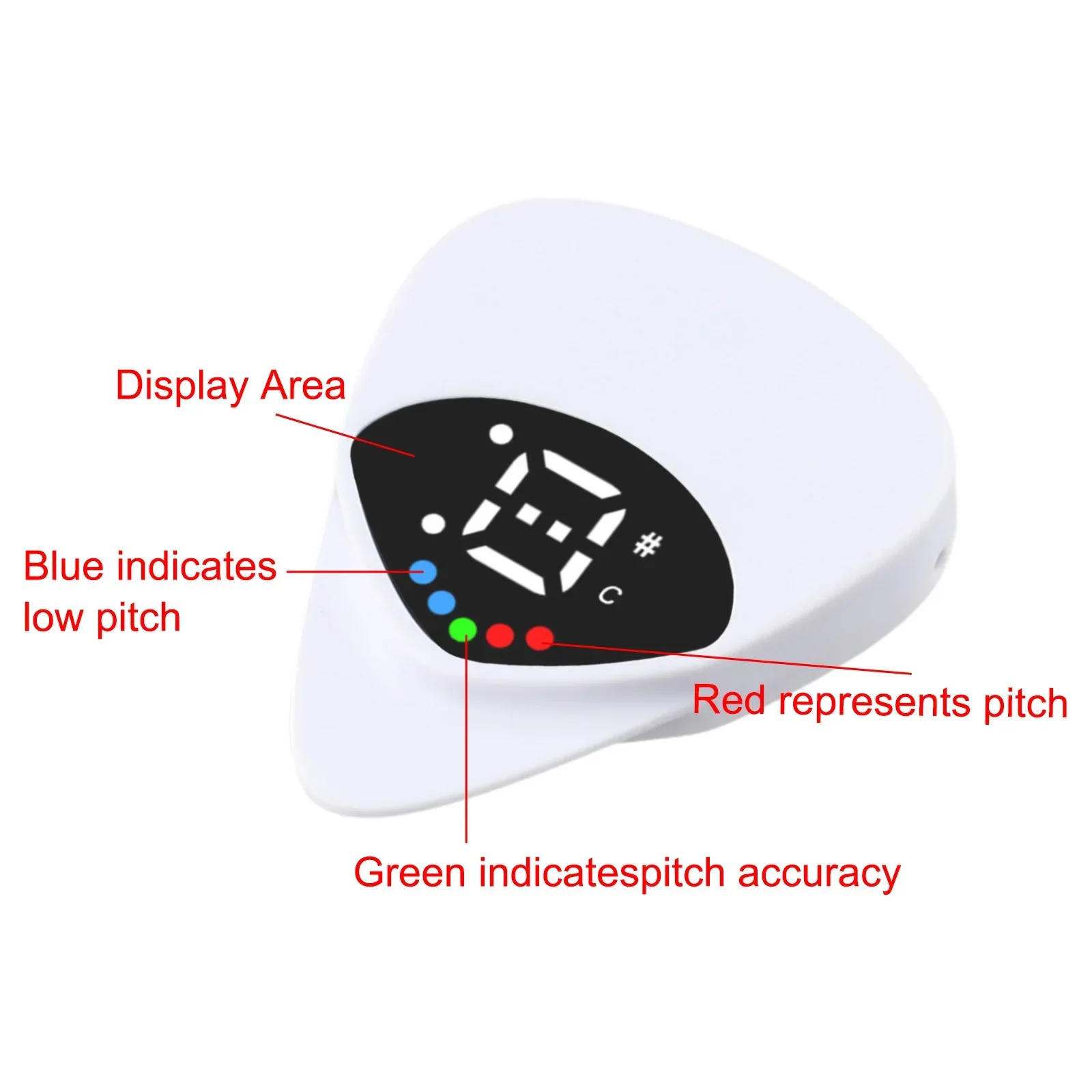 Ergonomic Guitar Pick Tuner For String Instruments Real Time Pitch Accuracy With Color Coded Visual Indicators
