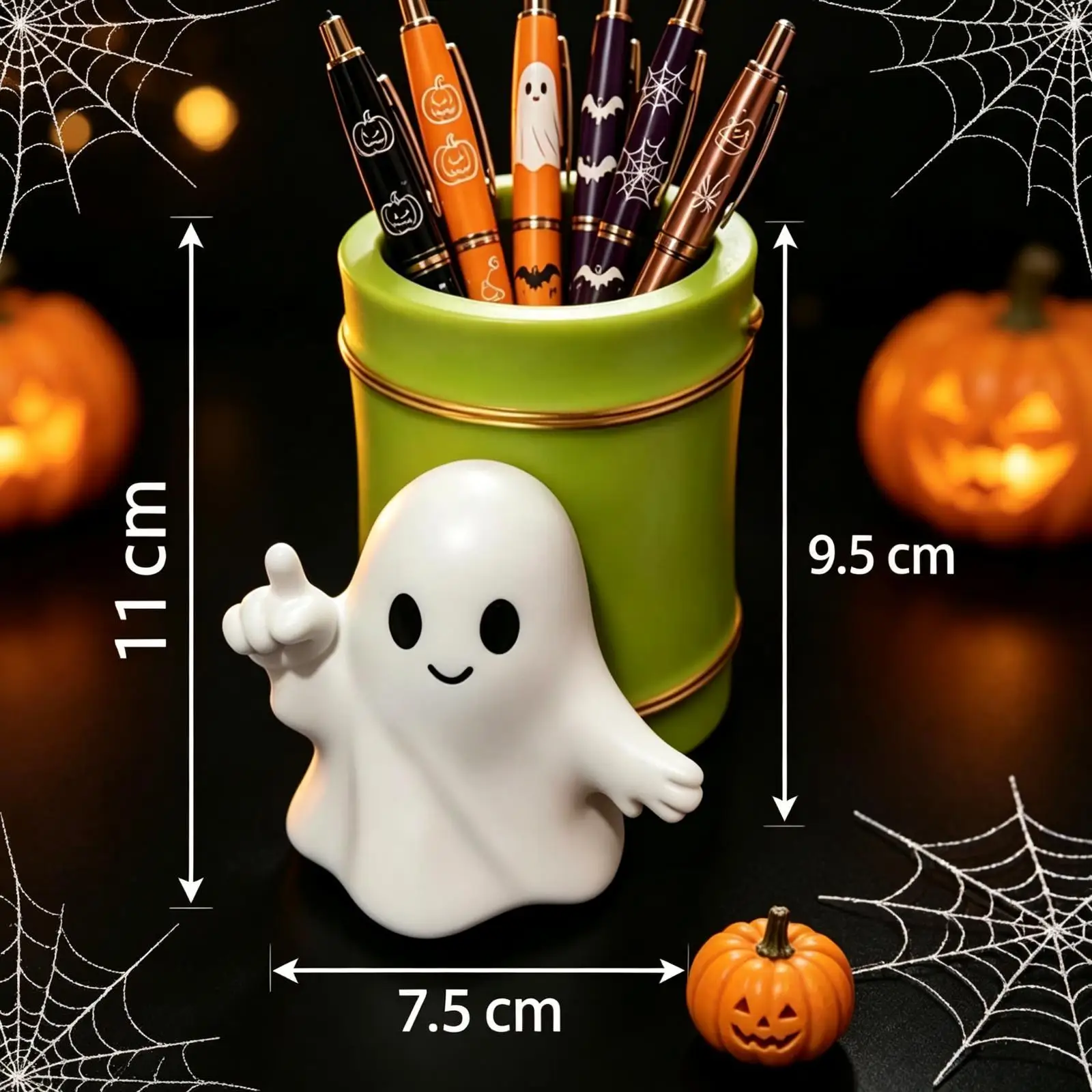 Halloween Ghost Skull Pen Holder Cute Desktop Pencil Organizer Halloween Party Decor Gift for Home Office Desk