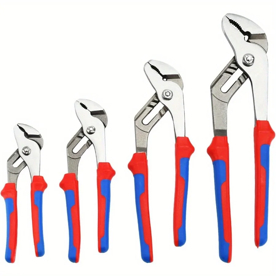 4Pcs /PackGroove Joint Pliers Set, 12/10/8/6 Inch Adjustable Pliers Set Water Pump Pliers Tongue and Groove Pliers Plumbing Pliers for Home Maintenance & Basic Repair (blue Red) Hand Tools