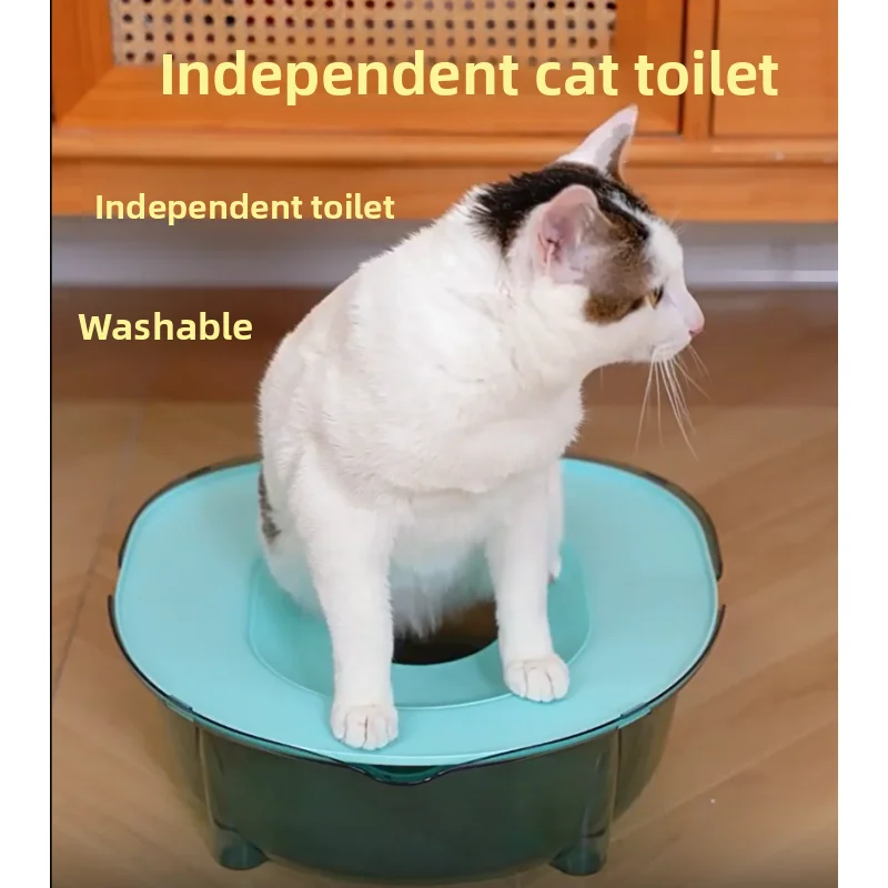 

Large Portable Litter Box Fluing Toilet Training Device Odor Elimir Durable Easy to Clean round ape for Kittens