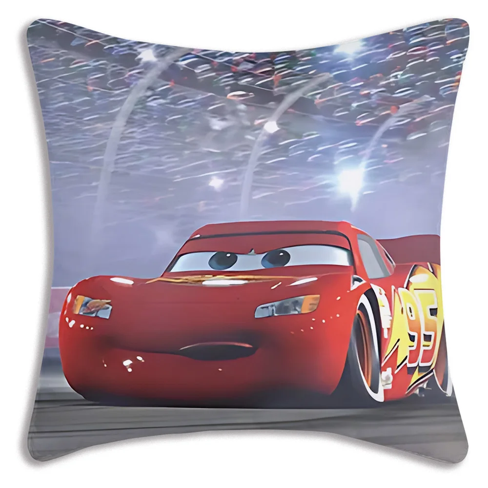 Car Lightning McQueen Sofia Princess Pillow Covers Cartoon Sofa Decorative Home Double-sided Printing Short Plush Cushion Cover