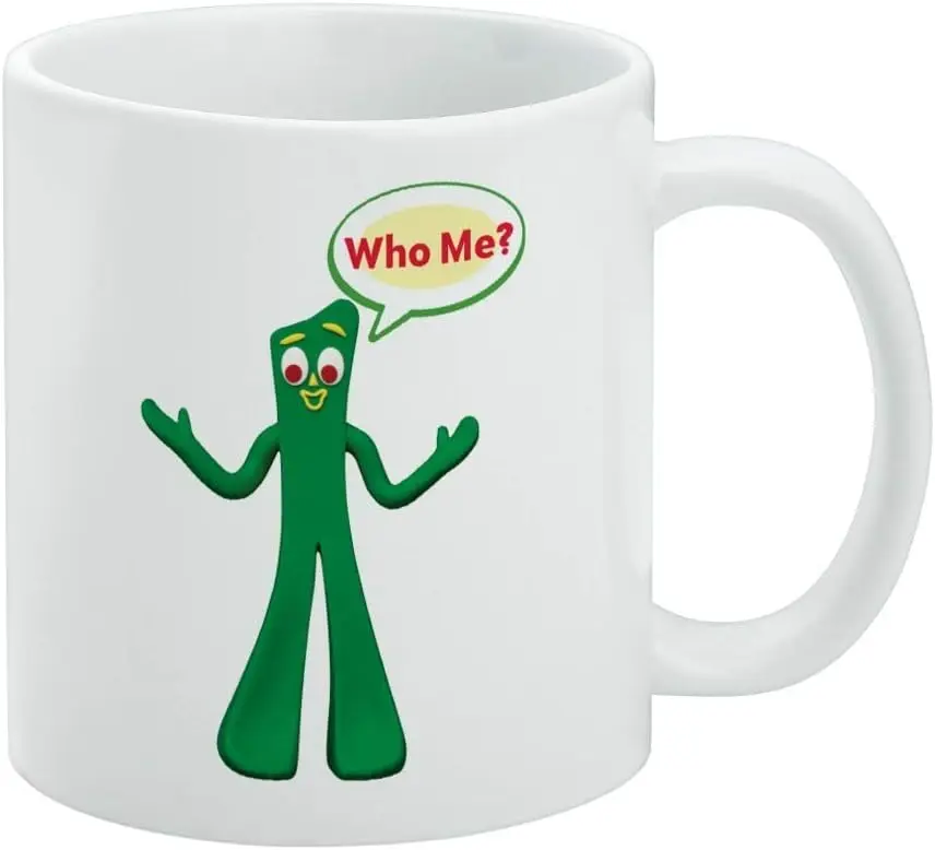 GRAPHICS & MORE Who Me? - Gumby Clay Art Ceramic Coffee Mug, Novelty Gift Mugs for Coffee, Tea and Hot Drinks, 11oz, White