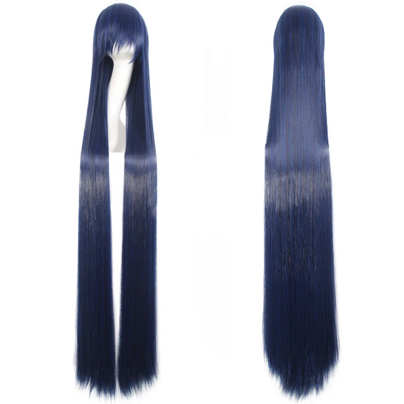 150CM Long Dark Blue Straight Wigs women Fiber Hairpiece Heat Resistant Synthetic Hair anime Cosplay Wig