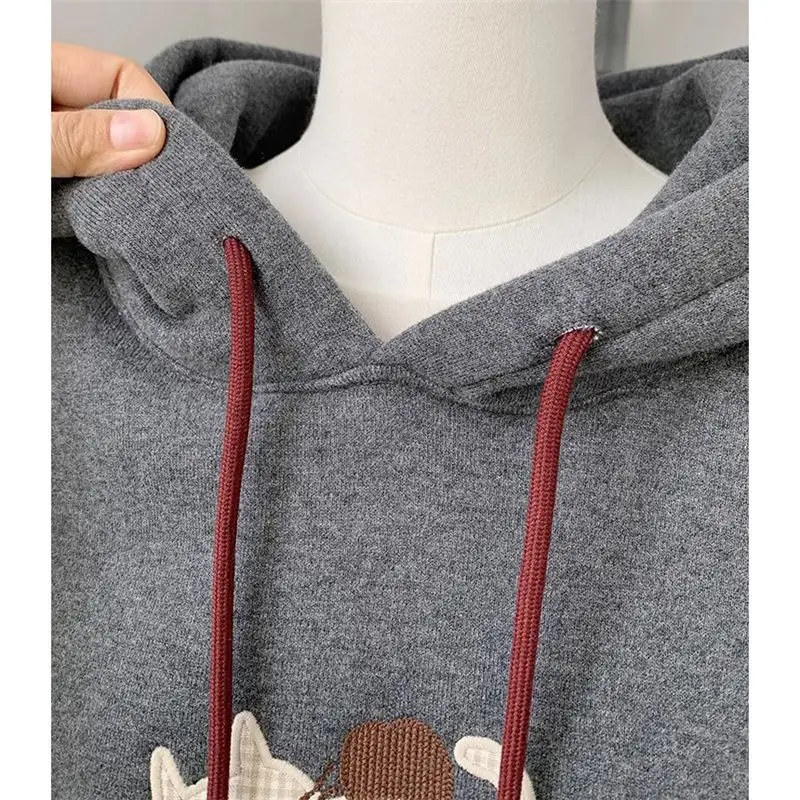 سويت شيرت أمريكي فضفاض بغطاء للرأس سترة نسائية كاجوال لتخفيض العمر #5