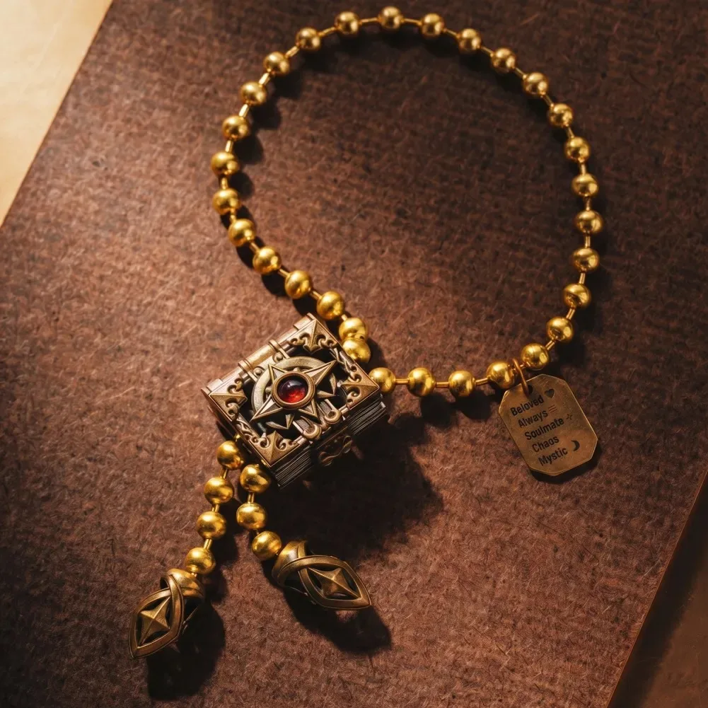 COPPERTIST.WU Luna Arcana Chain Clasp for Necklace Adjustable Length, Pen Nib Pendant, Brass & White Bronze