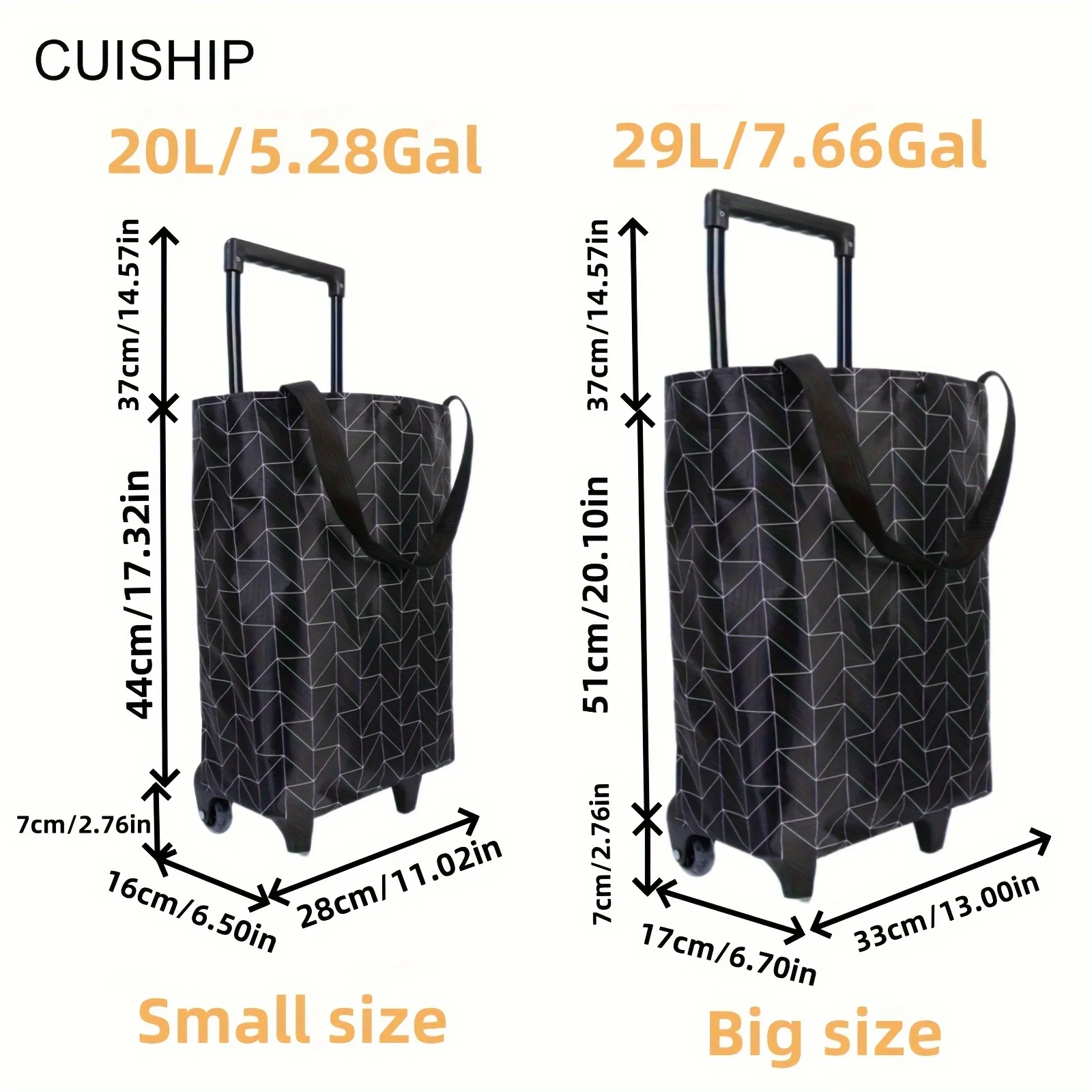 1 PC Patterned Portable Shopping Cart, Small Trolley, Foldable Tote Bag, Laundry Basket with Wheels, Laundry Hamper