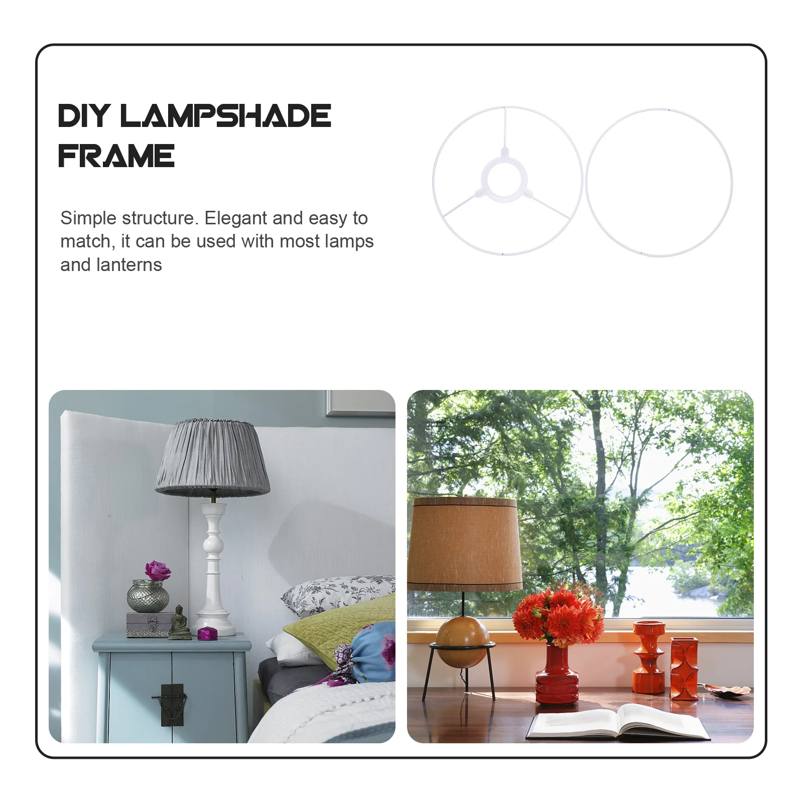 

2Sets Lampshade Bracket Rust Resistant Iron Frame Simple Structure Durable for DIY Home Restaurant Coffee Shop Lighting