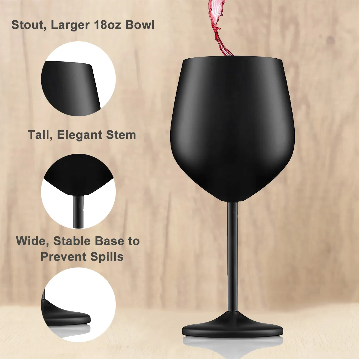 Stainless steel wine glass 20 oz reusable break-resistant stemware for travel camping swimming pool beautiful unique portable me