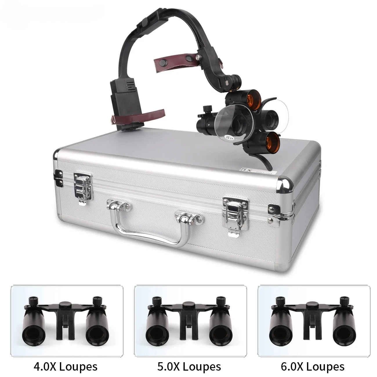 2.5X/3.5X/4X/5X/6X Optional Dental Binocular Surgical Loupes 5W Double Headlight LED Light Medical Magnifier for Clinical